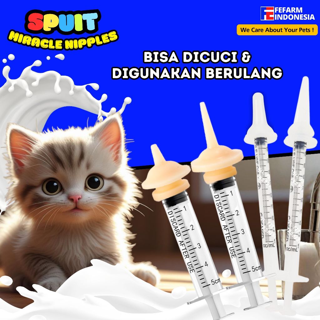PET MIRACLE NIPPLE KITTEN ANAK KUCING DOT DODOT EMPENG SUSU BAYI KUCING BARU LAHIR FEFARM