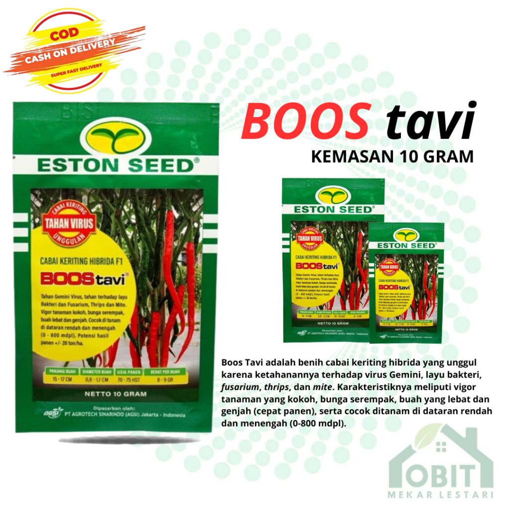 ORIGINAL BOOS TAVI ED MARET 2027  -  Benih biji bibit Cabai cabe Keriting Hibrida Anti Virus Bostavi