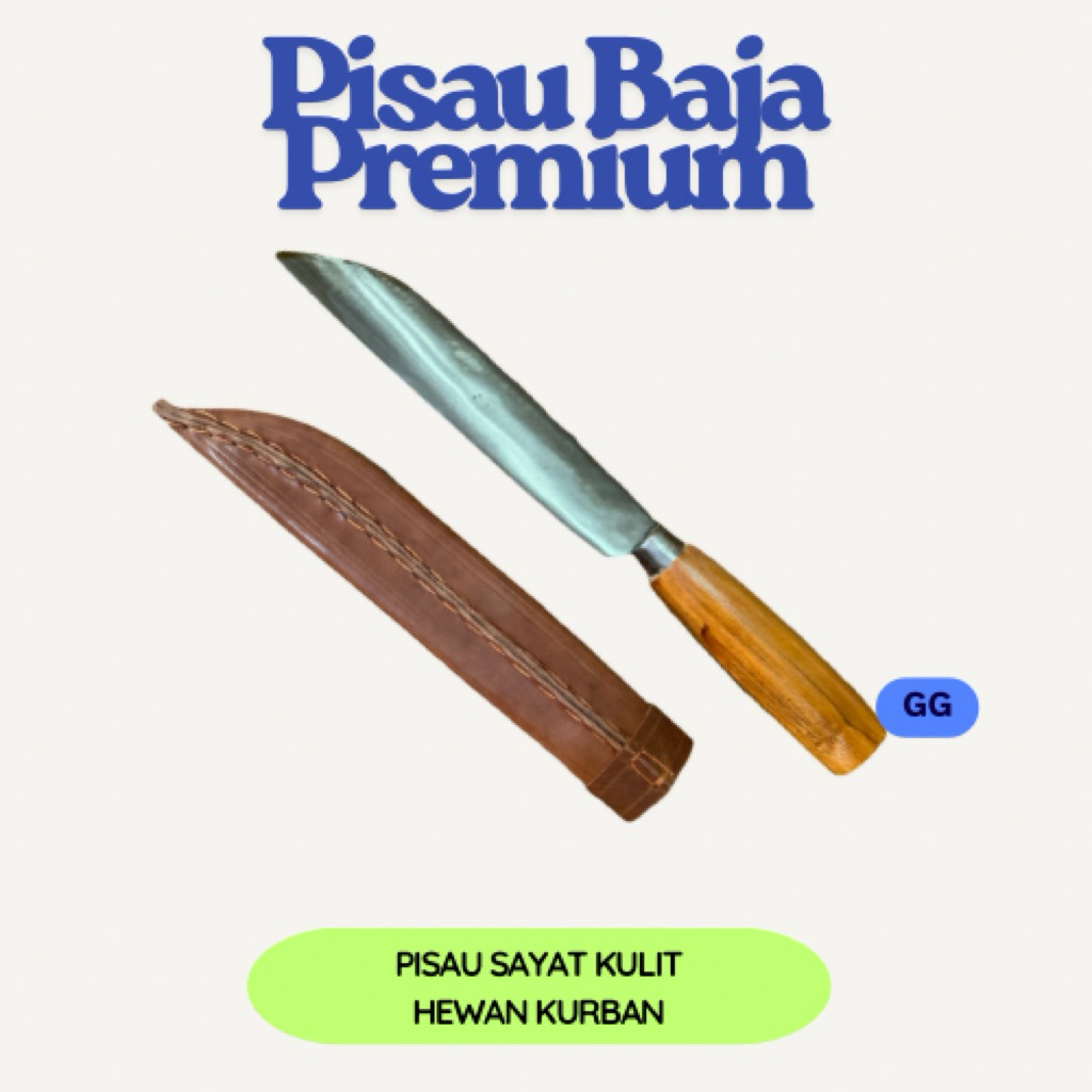 Pisau Sayat Kulit Hewan Kurban Pisau Bahan Baja Nomer 1  Bahan Baja Premium dan Sarung Kulit Asli