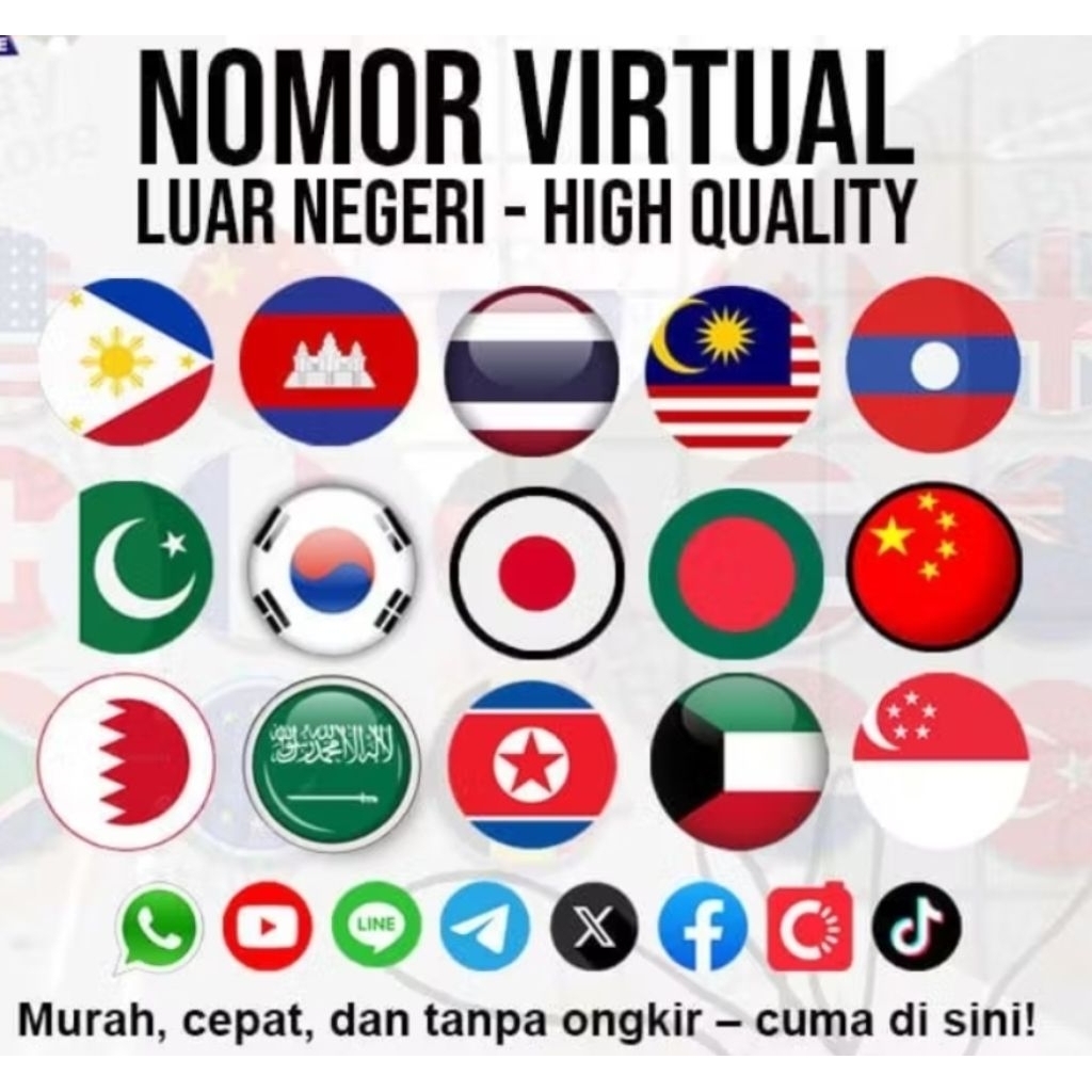 Nomor Virtual Luar Negeri High Quality | aktivasi untuk Whatsapp, tele,line,tktok,gugle