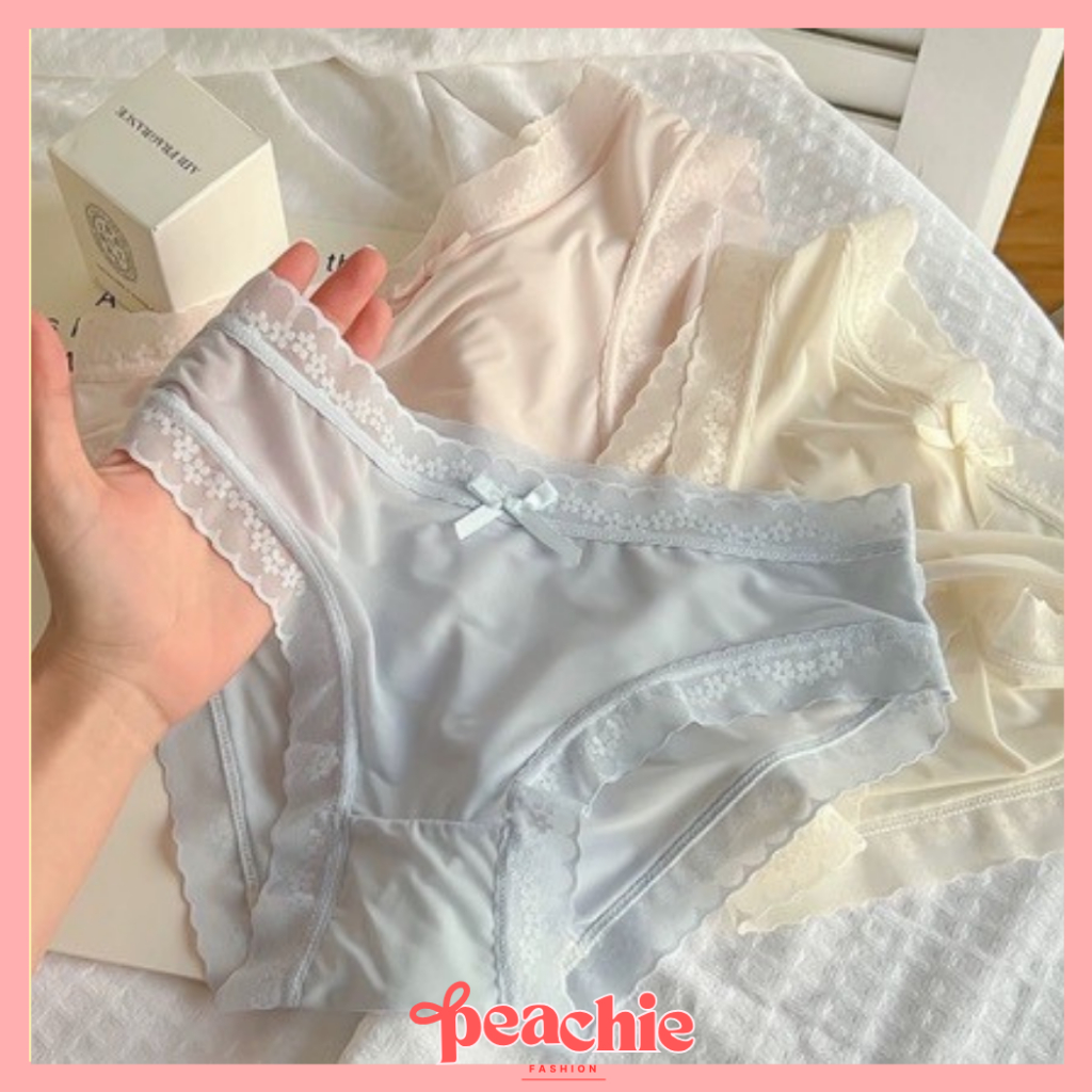 PEACHIE | CD2173 CD Celana Dalam Fashion Wanita Cantik Lace Renda Motif Pita Pastel Halus Cewek