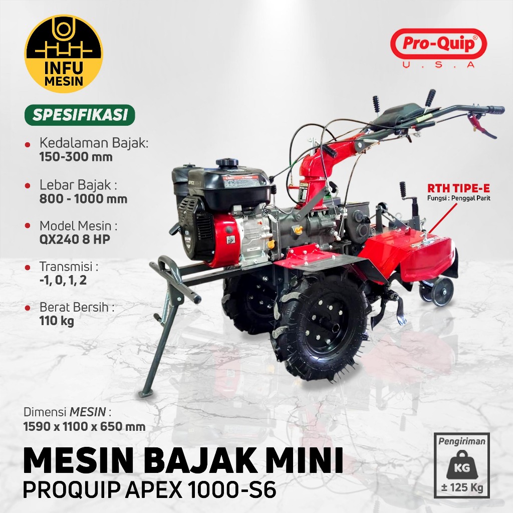 Cultivator Mesin Bajak Mini Tiller APEX 1000 S6 Proquip