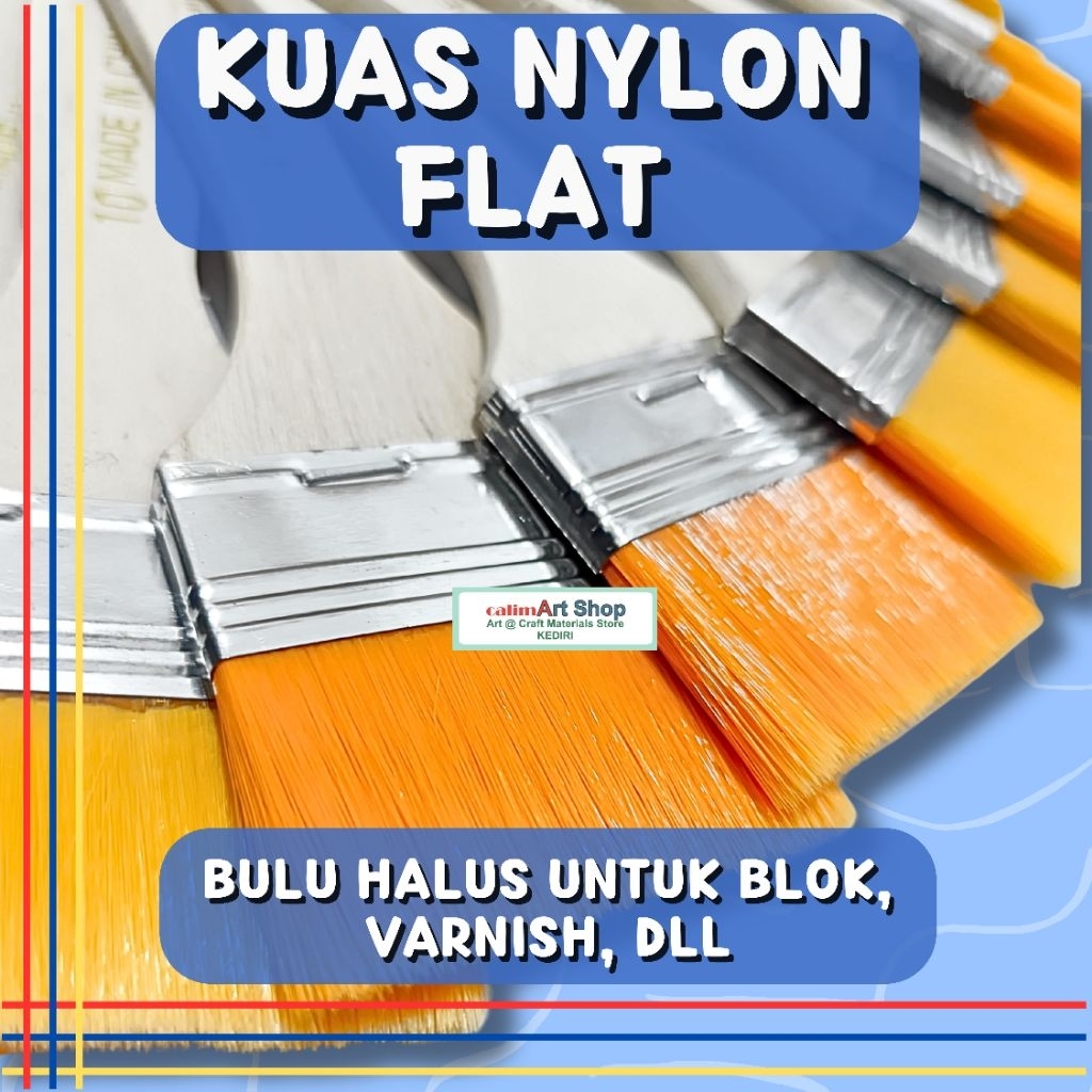 Kuas Lukis Satuan - Kuas Lukis Nylon Flat