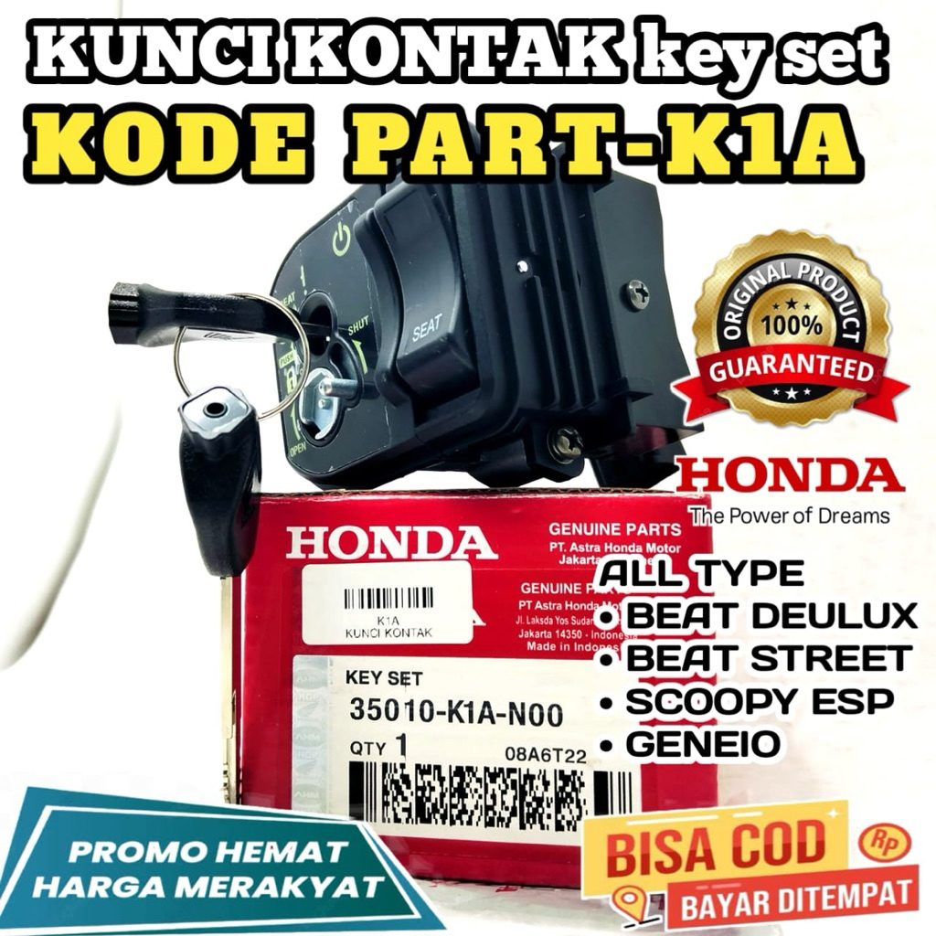 K1V KUNCI KONTAK,ORI HONDA,KONTAK MOTOR BEAT DEALUX,BEAT STREET,SCOOPY ESP,GENIO,KONTAK GENIO ORI,KO