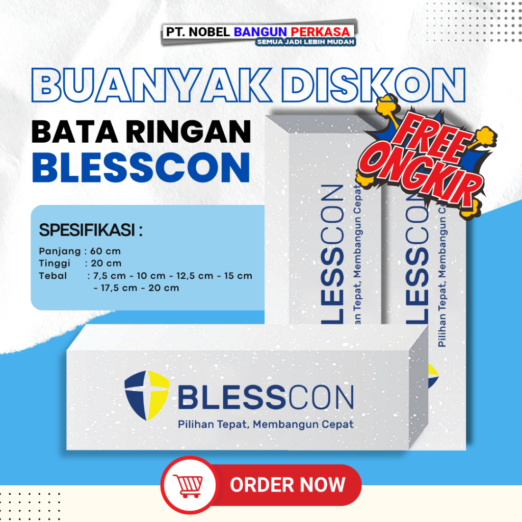 Bata Ringan Blesscon / Hebel Blesscon AAC SNI Gratis Ongkir Siap Kirim Seluruh Indonesia