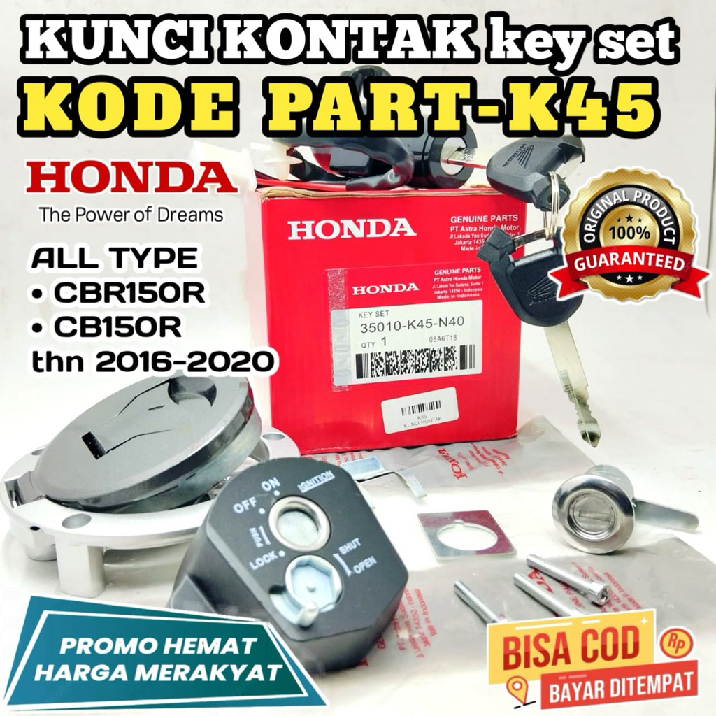 K45 KUNCI KONTAK,KEY SET HONDA,KUNCI MOTOR CBR 150 R NEW,KUNCI MOTOR CB150R NEW,KONTAK MOTOR CBR150R