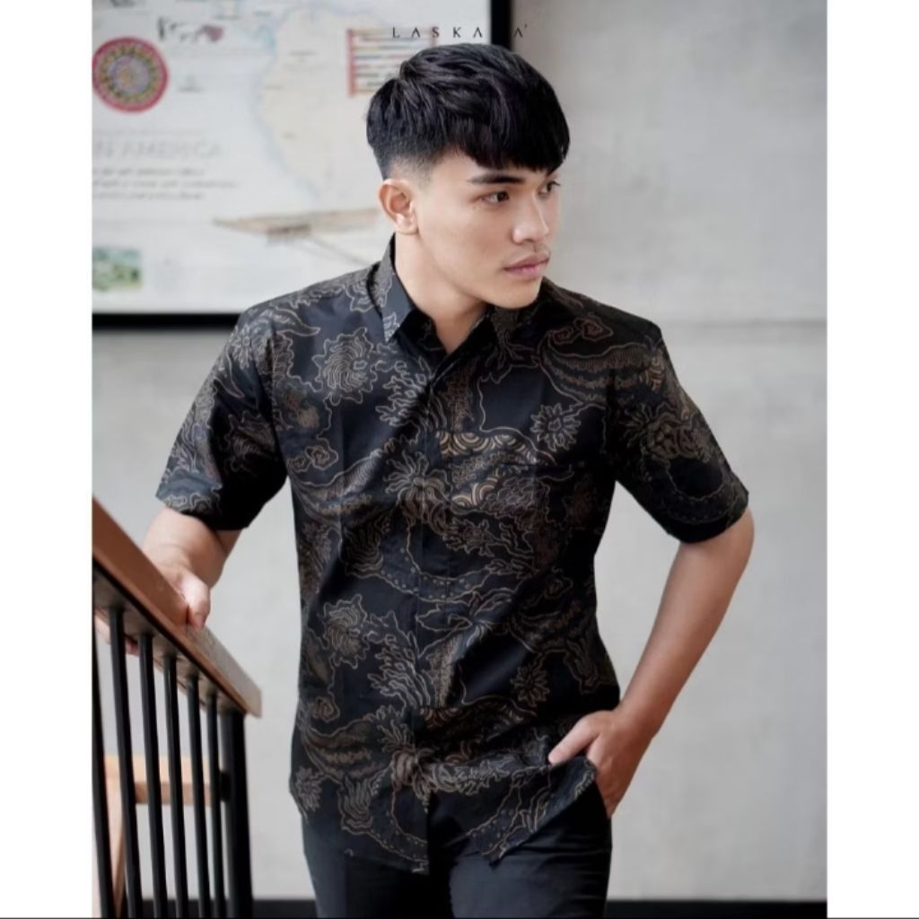 Batik Pria ll Batik Lengan Pendek, Batik Pria Lengan Pendek Slim Fit Motif keren