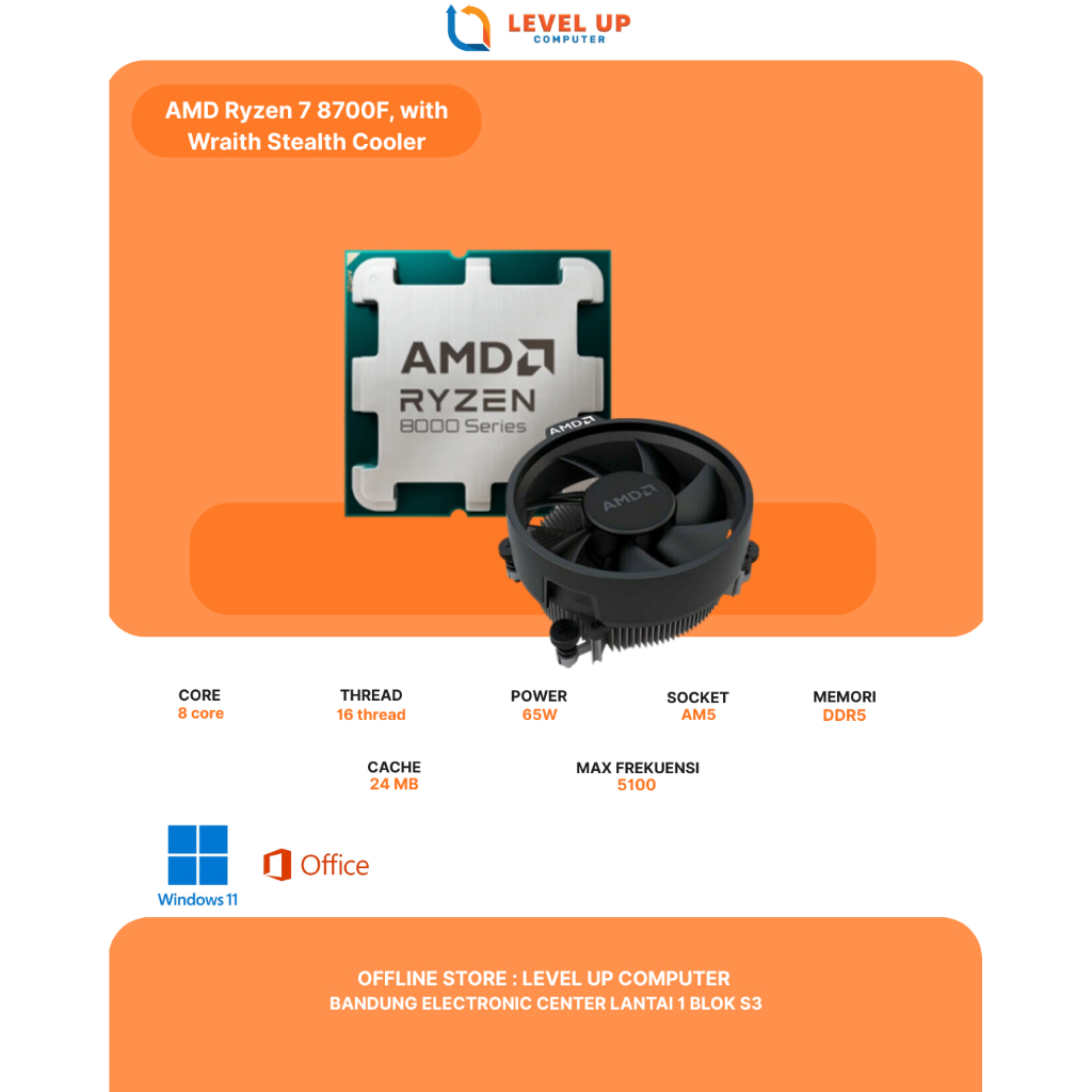 AMD Ryzen 7 8700F box dengan Cooler