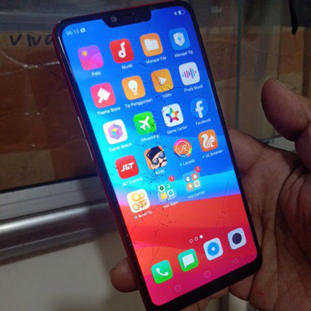 Hp Oppo a3s CPH1803 ram 3/32 GB Original minus touchscreen Retak tapi normal sesuai foto masih bisa 