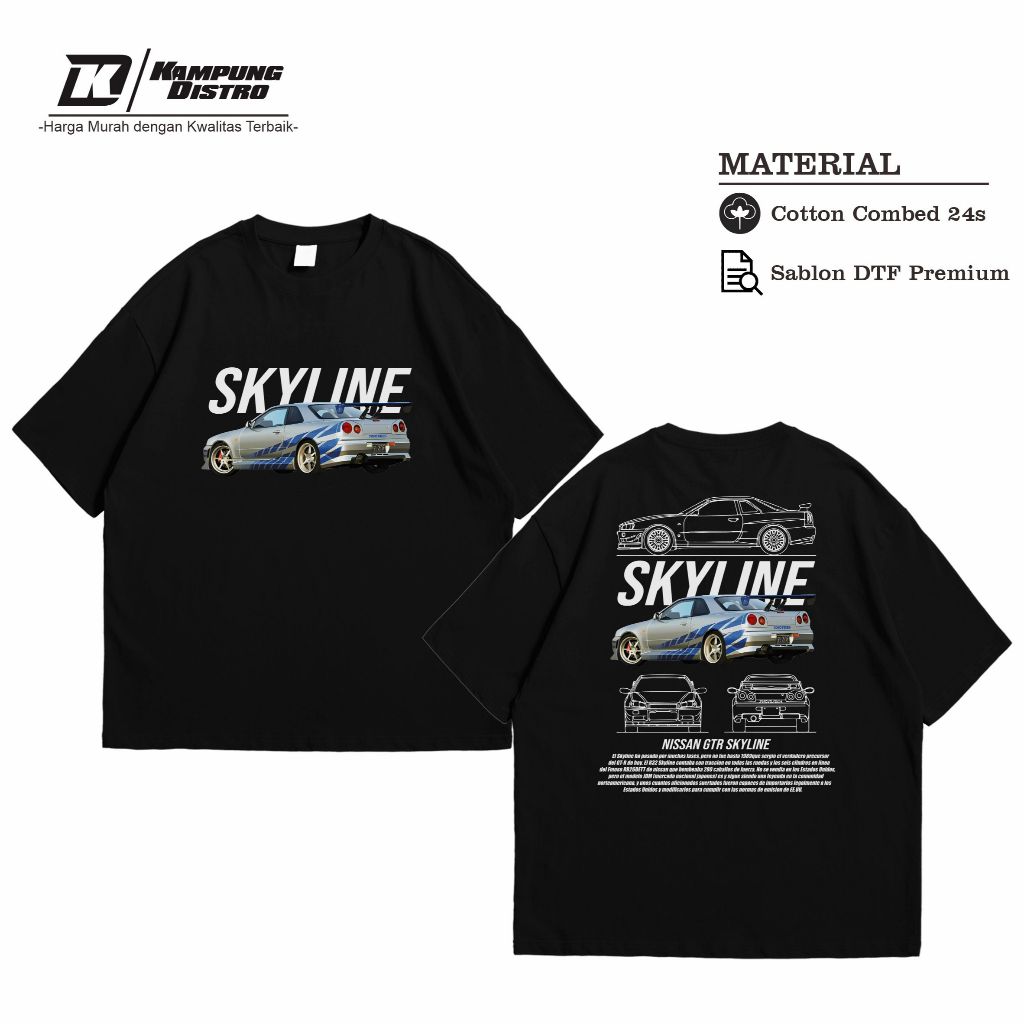 Kaos Nissan Skyline V2 Tribute Paul Walker Baju Racing Pria Wanita Tshirt Cotton Combed 24s