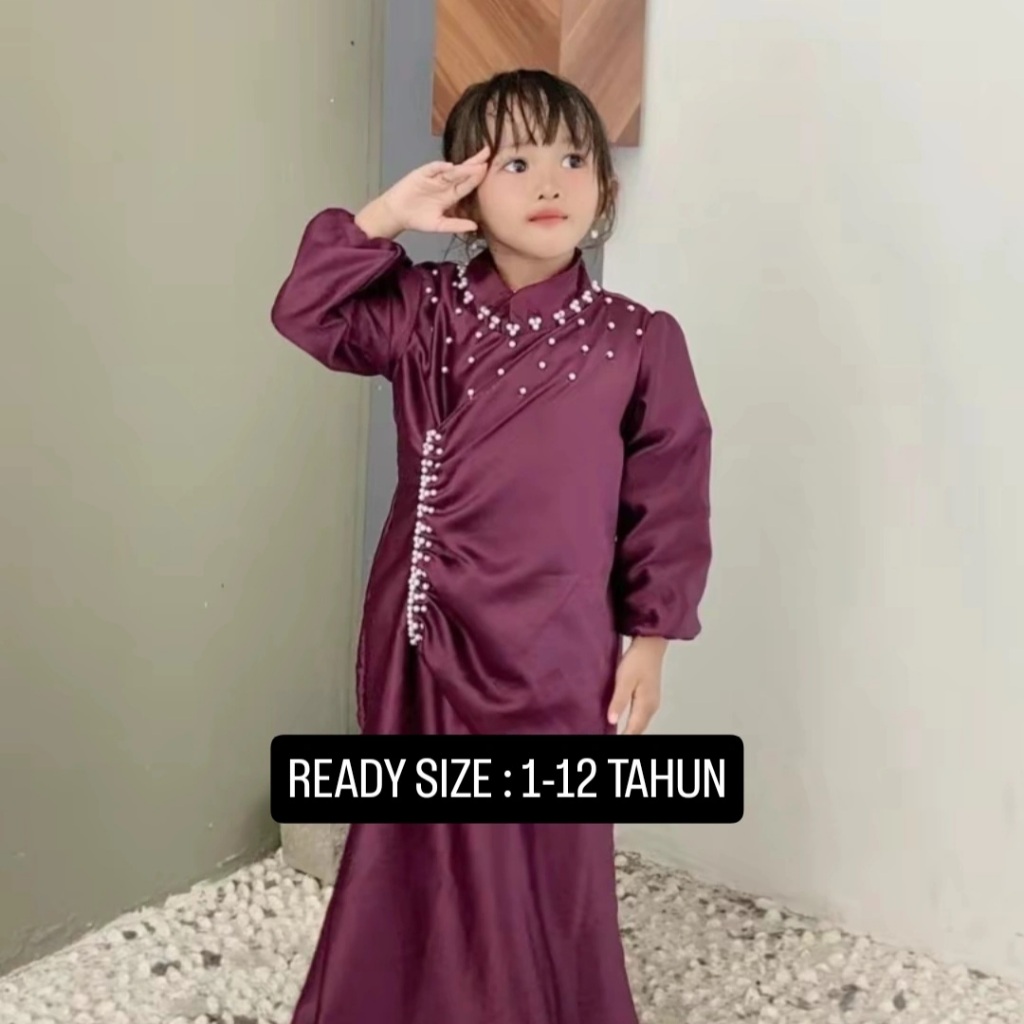 Reva Vina Dress Baju Anak Perempuan Kondangan Mahogany Burgundy Emerald Blue Usia 1-12 Tahun - Dress