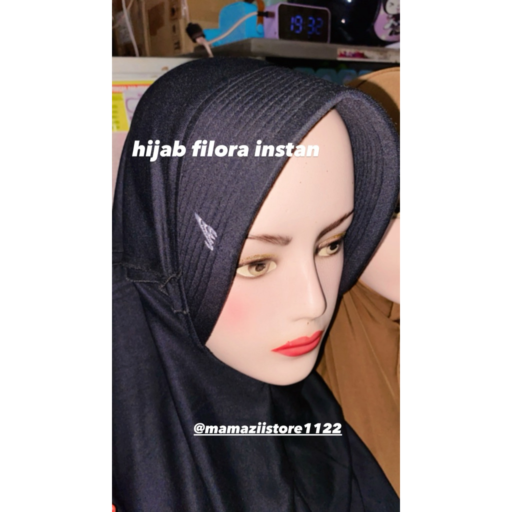 hijab filora instan hitam