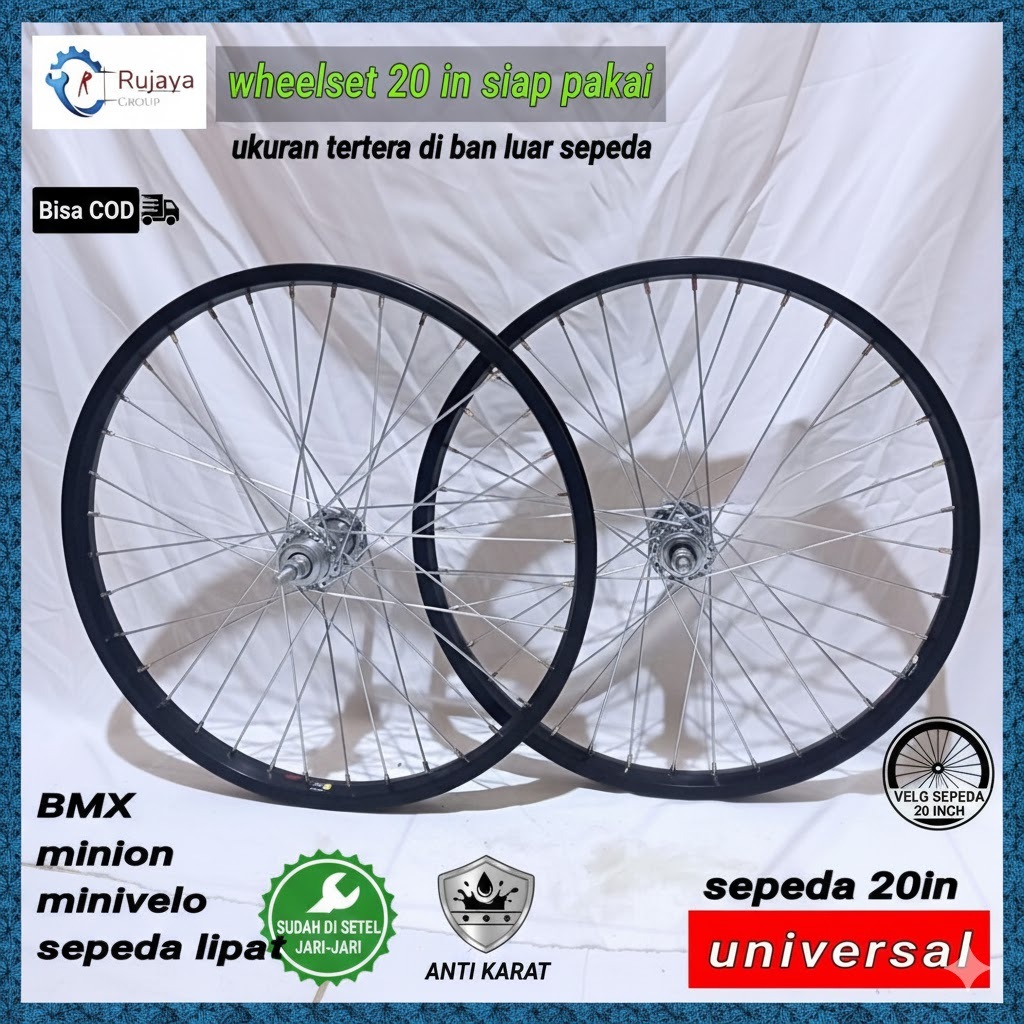 Velg sepeda BMX 20 Inch Alloy Kuat Untuk Sepeda Lipat siap pakai
