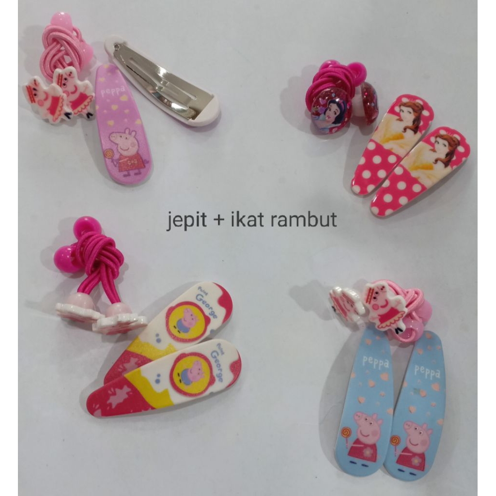 Jepit + ikat rambut anak-anak/accessories anak perempuan/ikat rambut set/ikat rambut import/jepit ra