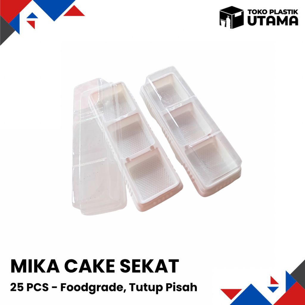 Mika CT Persegi Panjang Sekat Cake Tray Kue Potongan Alas Coklat Putih Pink Foodgrade