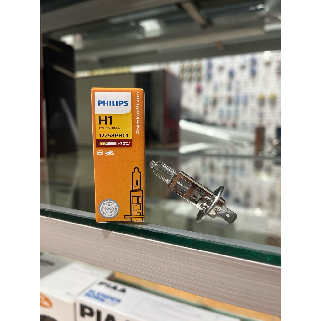 Bola Lampu Mobil Halogen Standard PHILIPS H1 PremiumVision 12V 55W / 12 Volt 55 Watt