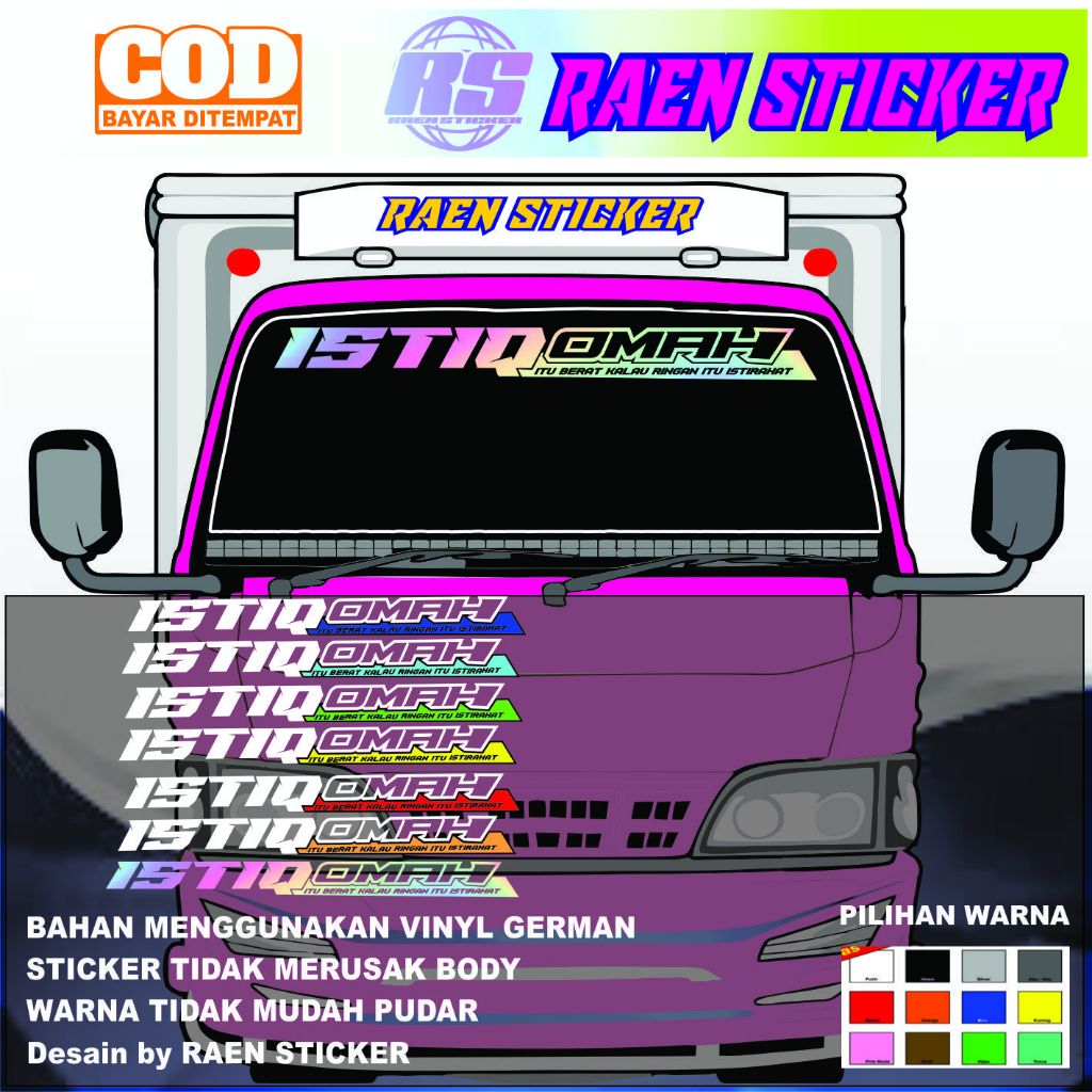 CUTTING STICKER ISTIQOMAH STIKER KACA DEPAN MOBIL PICKUP TRUK CARRY HINO TERMURAH