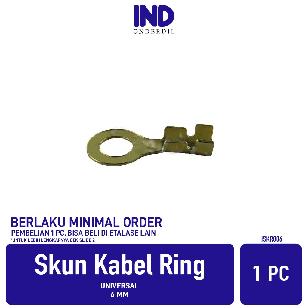Skun-Sekun-Terminal Kabel Kuningan Ring-Bulat-Bulet Lubang Besar 6 mm