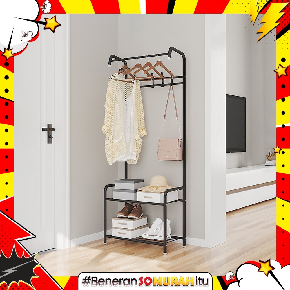 Stand Hanger Rak Gantungan Topi Tas Jemuran Tempat Rak Sepatu Helm Bahan Besi Kokoh