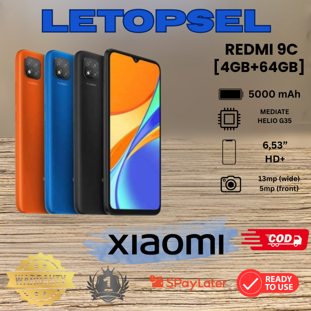 BARU  Xiaomi Redmi 9C 4/64GB Smartphone >> FULL SET