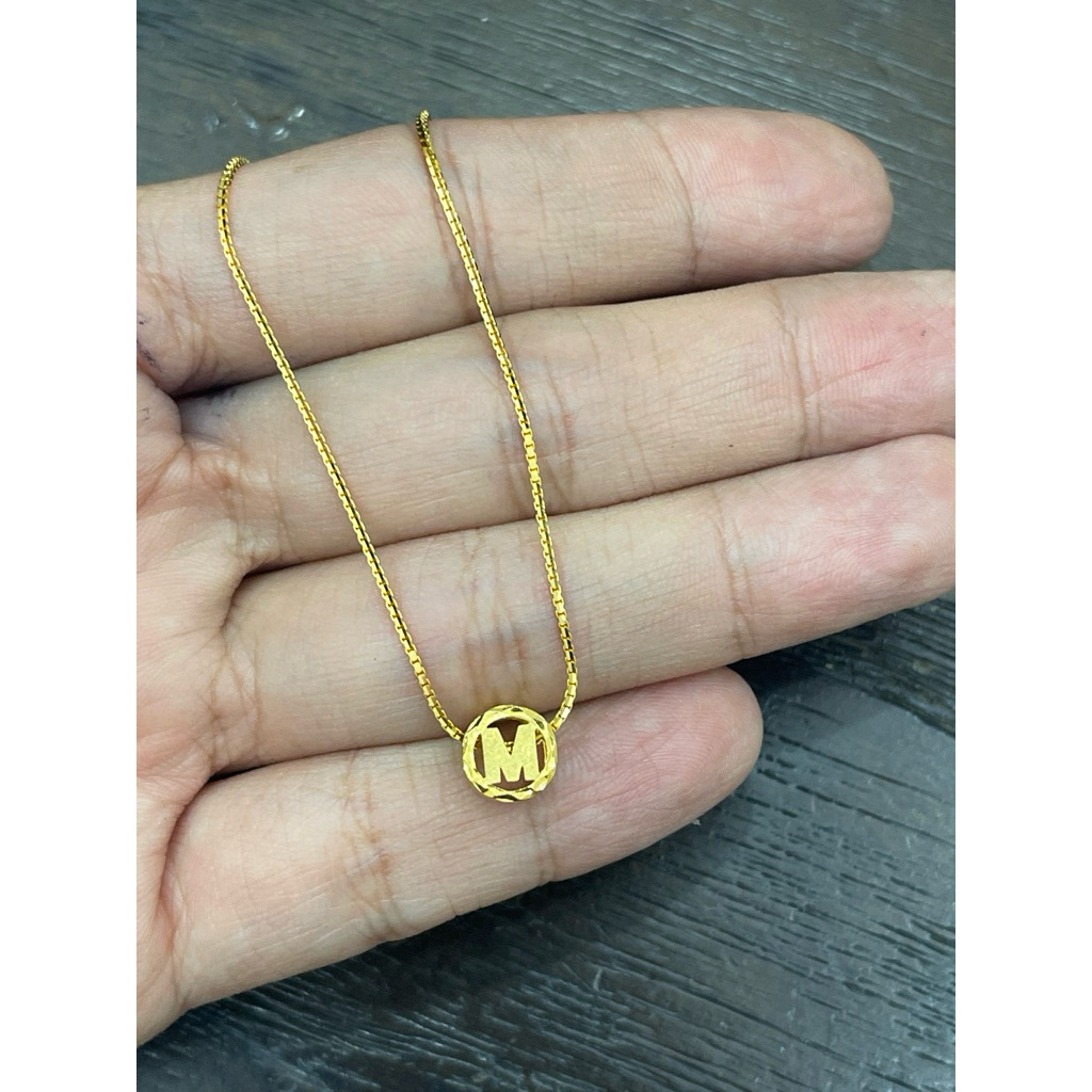 Grosir Set kalung wanita inisial huruf M emas asli Elegan bisa request huruf
