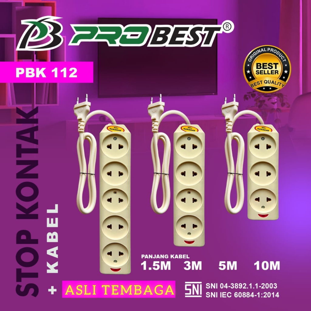 Barangunik2021 - Probest STOP KONTAK TIPIS GEPENG Arde Original BER SNI kabel listrik Asli Tembaga c