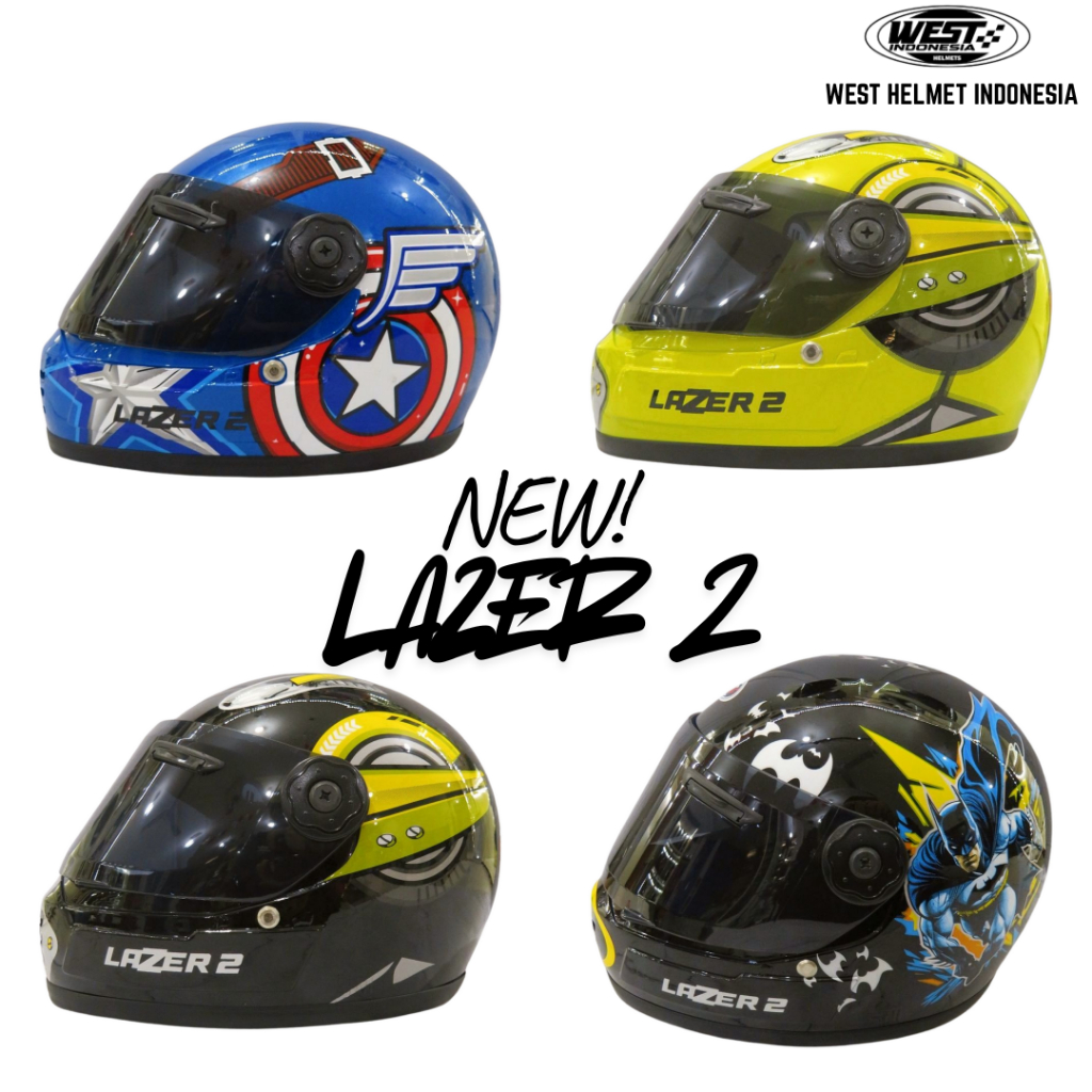 (BIG SALE) Helm Anak Lazer /Helm West / Cowo Cewe/Motif Lucu/Motif Keren/ Full Face Anak SNI Origina