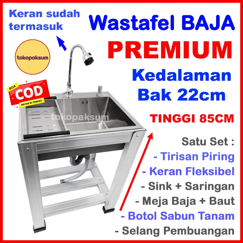PREMIUM Wastafel Cuci Piring Stainless PENIRIS TIRISAN PIRING Bak Cuci Piring Portable Kitchen Sink 