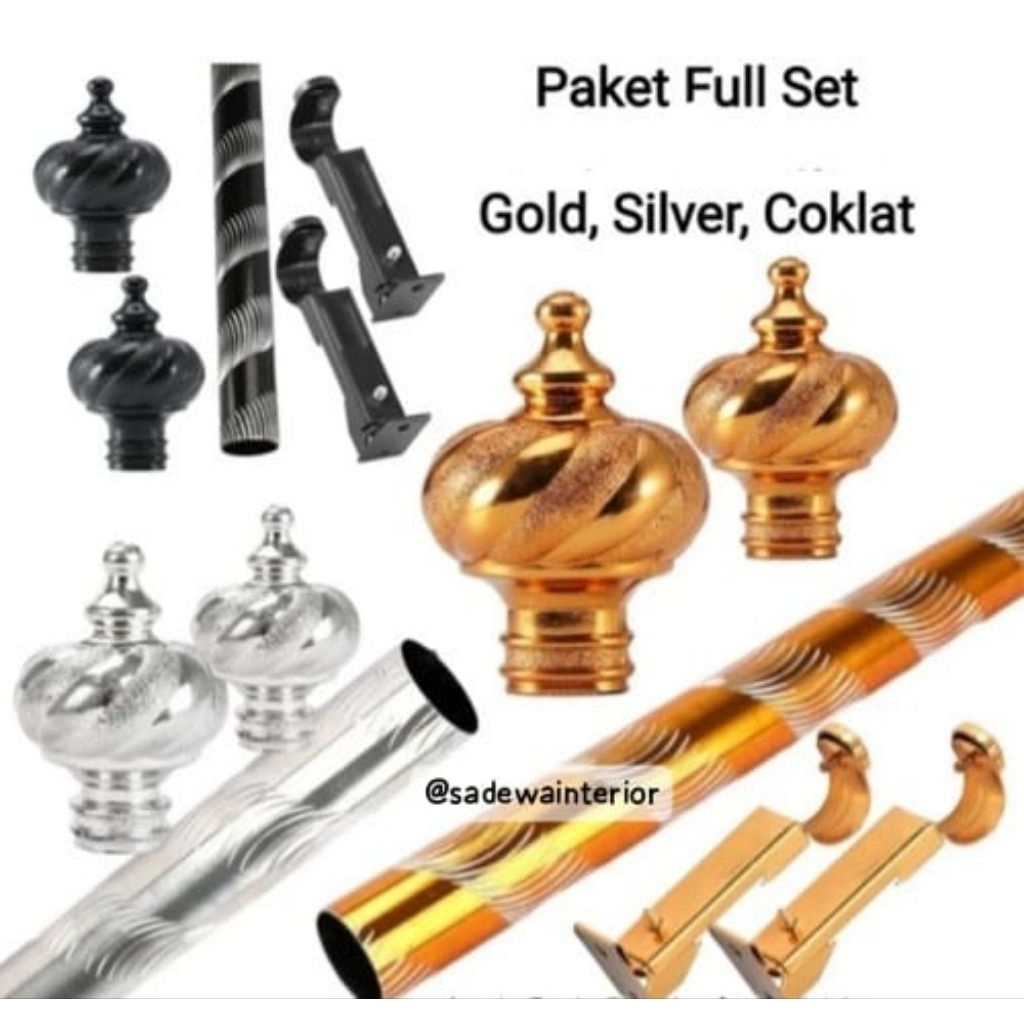 Batang Gorden 2 Meter 1,5 Meter 1 Meter Full Set Rollet Gorden / Tiang Tongkat Rolet