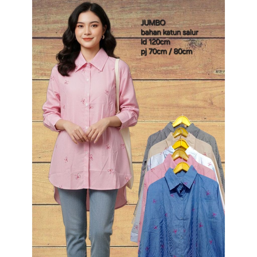 KEMEJA WANITA SALUR MOTIF PITA JUMBO OVERSIZE