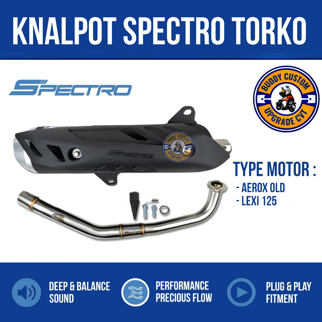 Knalpot Spectro Torko – Aerox 155 OLD/NEW, Nmax 155 NEW, Lexi 125/155 – Suara Bass Adem, PnP