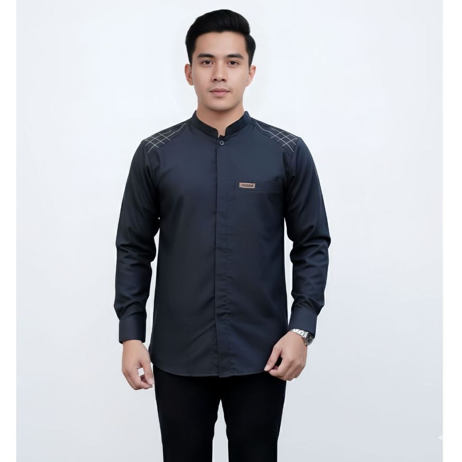 Baju Koko Pria Lengan Panjang AlQorni Original Slimfit Adem | Kemeja Koko Laki-laki Nyaman Dipakai