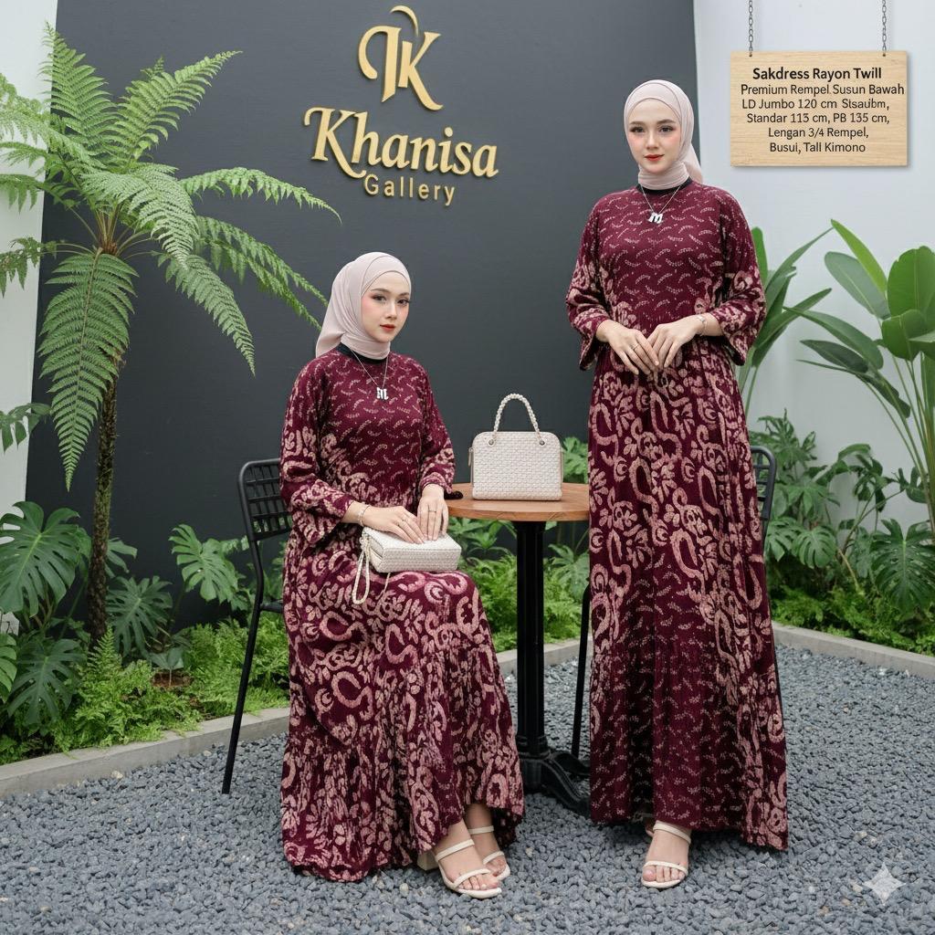[TERLARIS] Gamis Dress Wanita LD 110 & 120 - Bahan Rayon Twill Katun Premium, Adem, Tebal & Halus