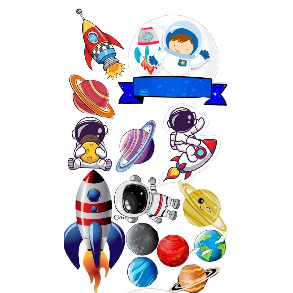 1 Set Cake topper astronot / Cake topper custome nama /cake topper ulang tahun