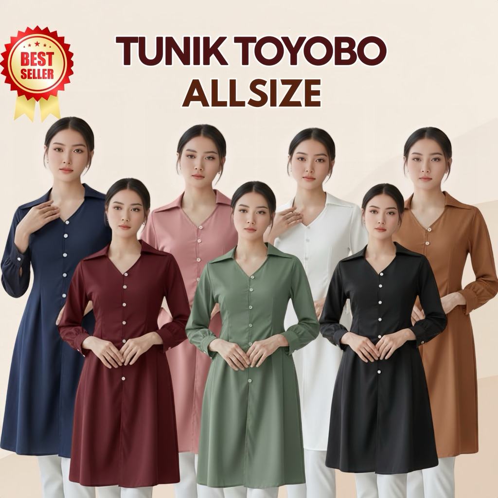 TUNIK POLOS KATUN TOYOBO LENGAN PANJANG TUNIK RAYA