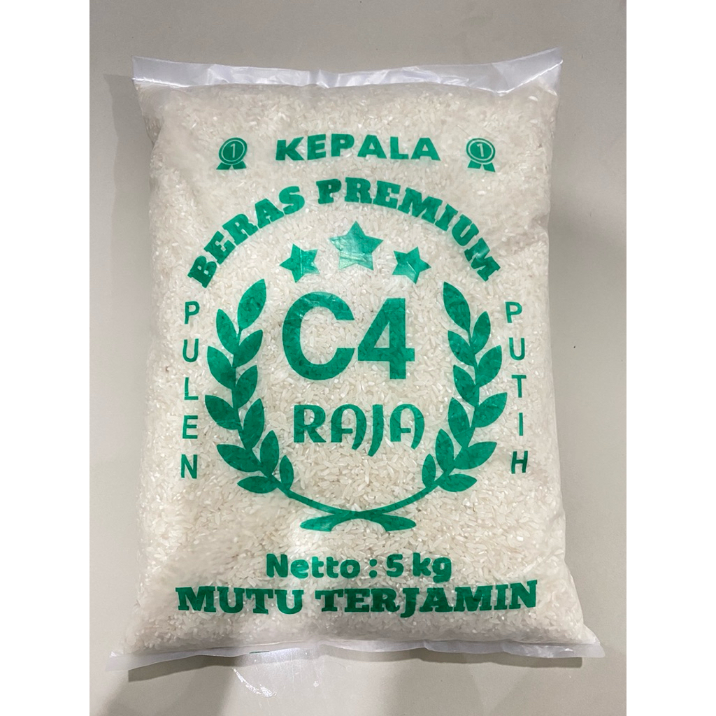 Beras kualitas super C4 Raja Kemasan 5 Kg. Pulen, enak