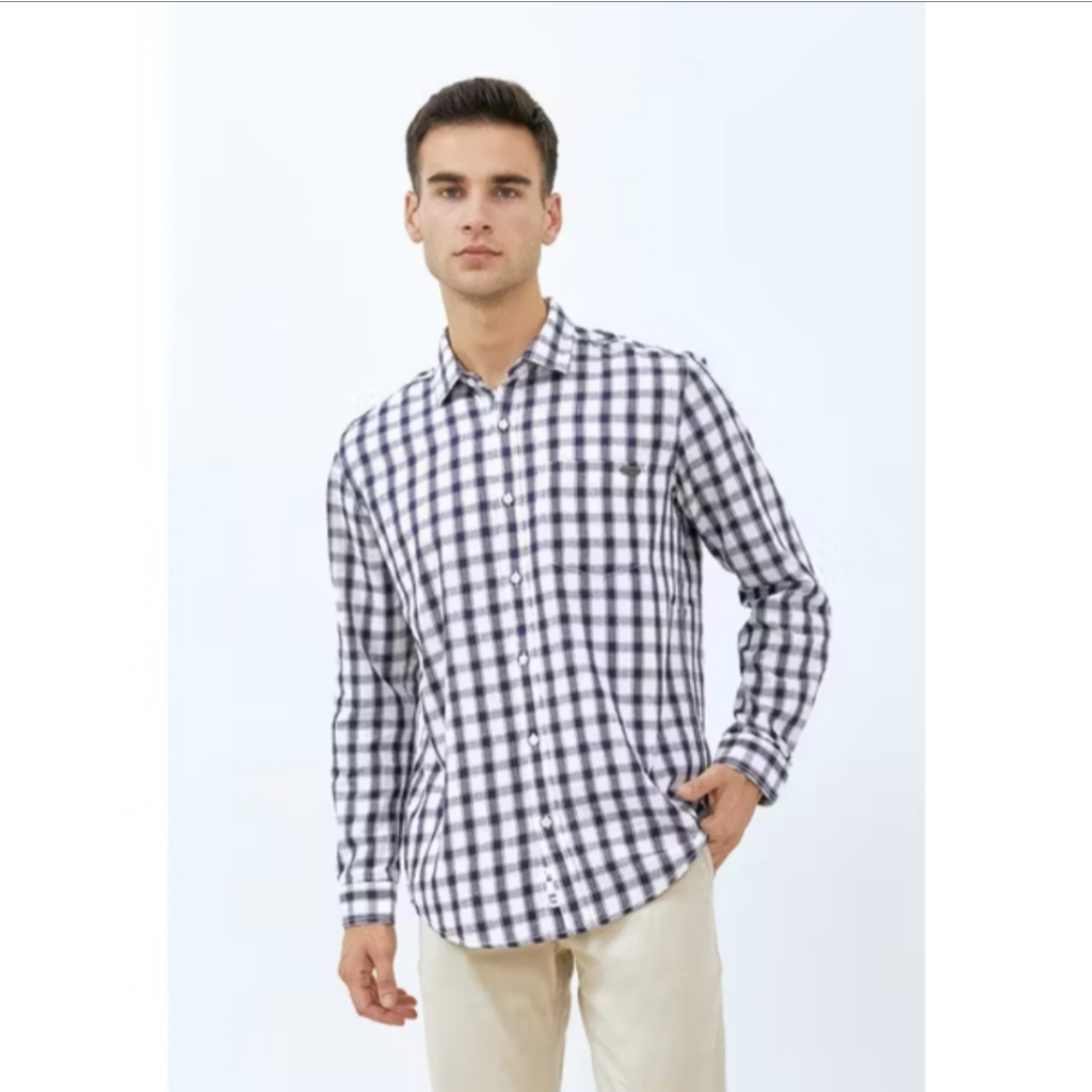 Kemeja Lois Katun KLL399 Hitam Kotak