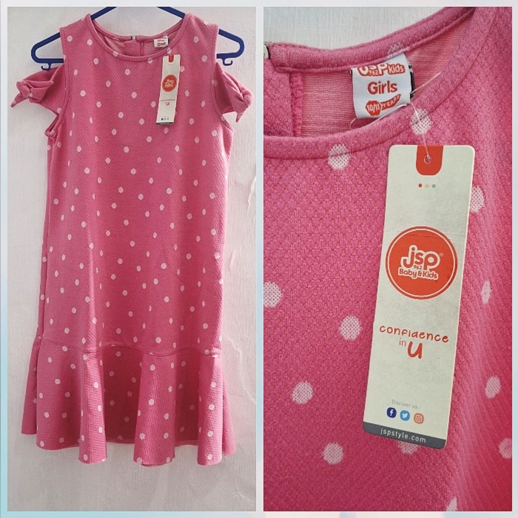 Dress Anak JSP 962 KIDS - Girls 10/11 yo - Pink Polkadot