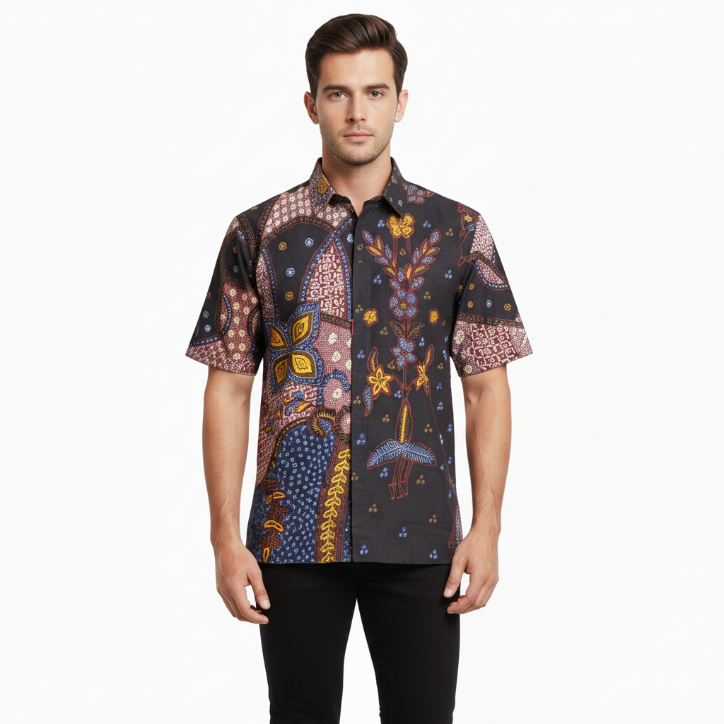 Kemeja Batik Tulis Madura Baju Batik Pria Lengan Pendek F956