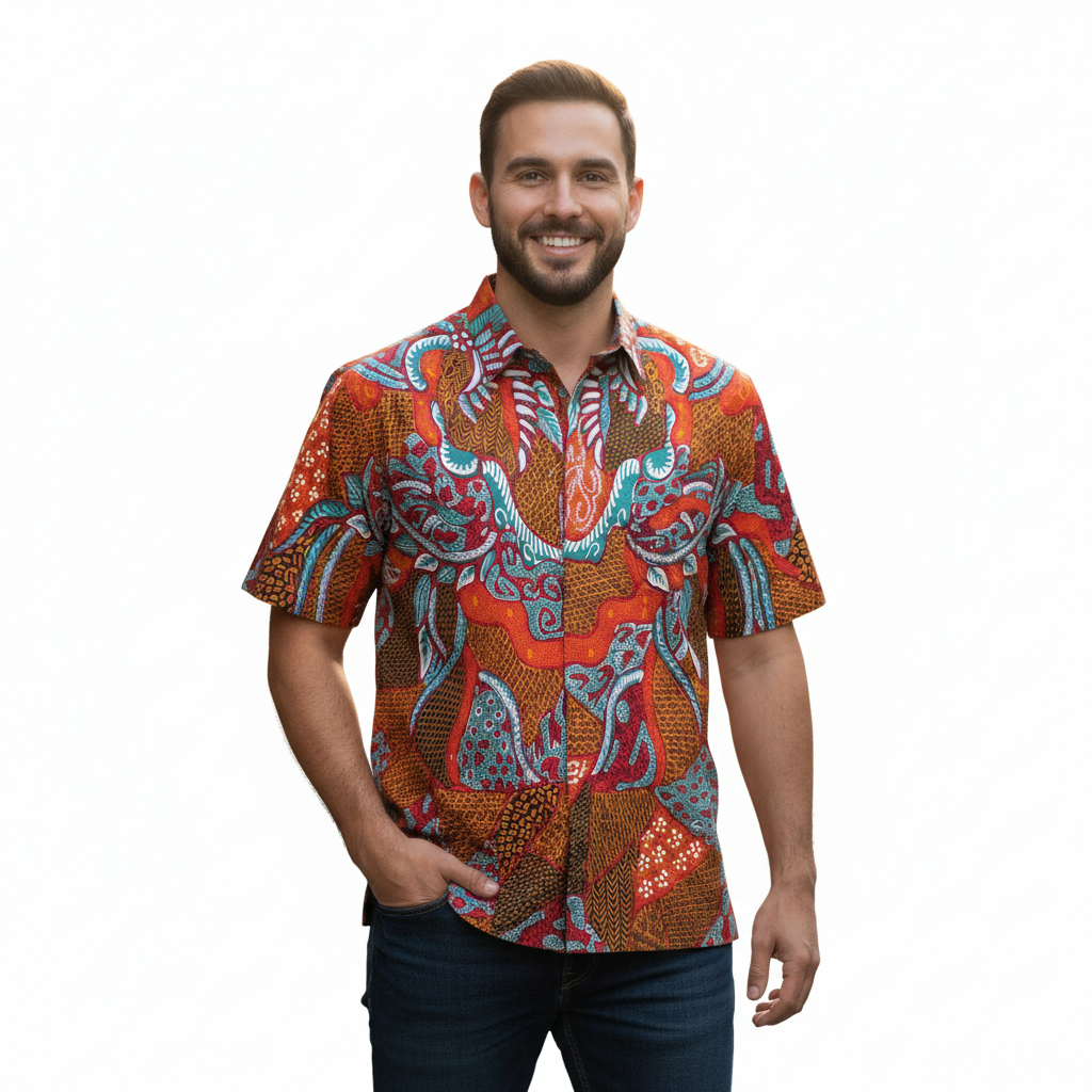 Kemeja Batik Tulis Madura Baju Batik Pria Lengan Pendek I617