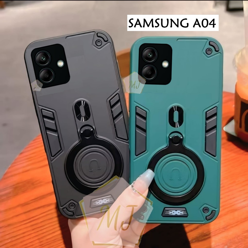Casing Hp Samsung A04 Case Robot Fiber Ring 360 Ring Case Pro Camera Cover Handphone