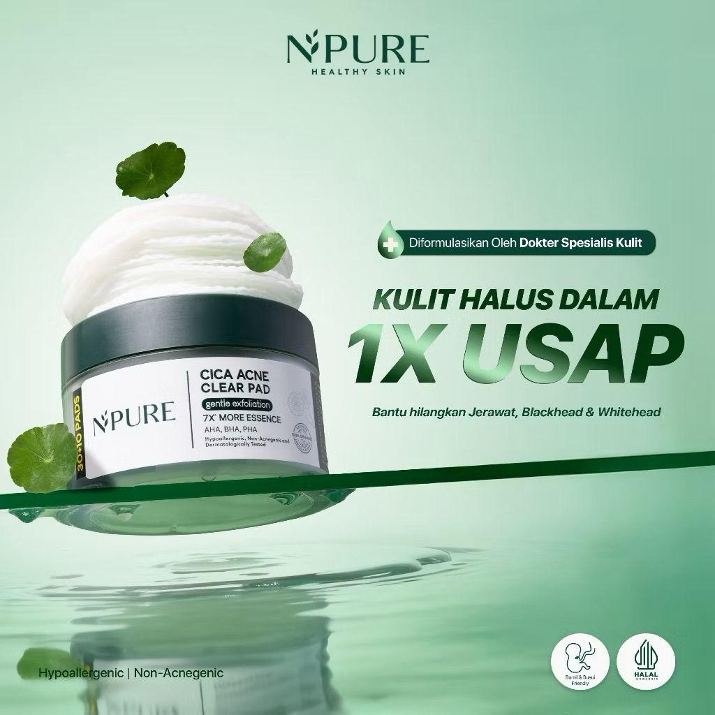 NPURE Gentle Exfoliation Pad / Acne Clear Pad Cica / Kapas Eksfoliasi Kulit Jerawat / Acne Exfoliati