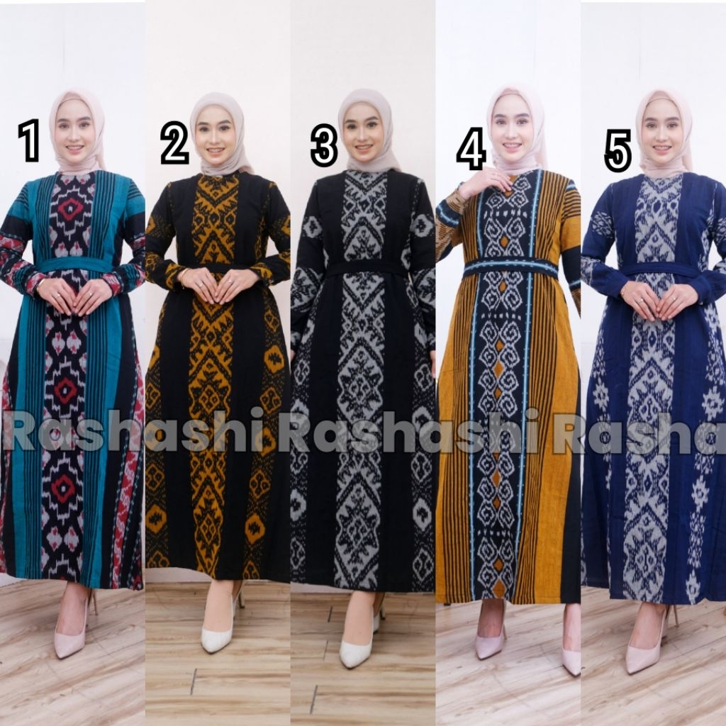 ZAHRA gamis tenun troso asli gamis tenun etnik syari gamis lebaran 2025 modern terbaru ld 110 bersak
