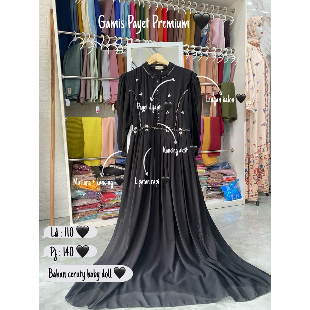 Gamis Hitam/Gamis Wanita/Gamis Premium/Gamis Hitam Elegan