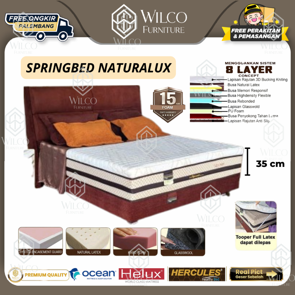 Springbed Naturalux Latex Magic Topper Kasur Ocean | Hercules Naturalux Bed Orthopedic