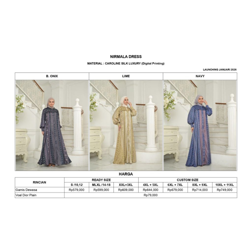 GAMIS NIRMALA DRESS BY RAUNA 2026/GAMIS LEBARAN/GAMIS DAILY/GAMIS KONDANGAN/GAMIS DEWASA/GAMIS SERAG