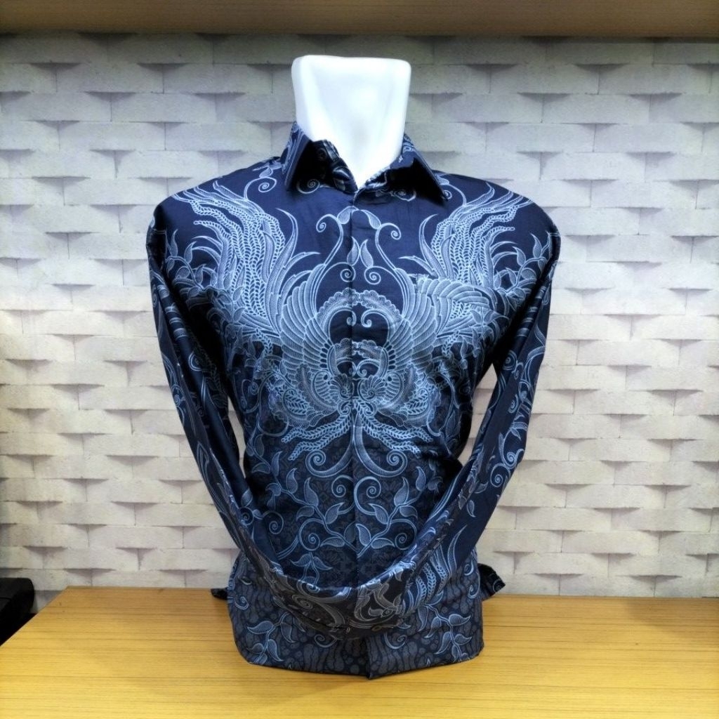 KEMEJA BATIK PREMIUM NAVY | BATIK KATUN PREMIUM| BATIK BERFURING| BATIK PRIA