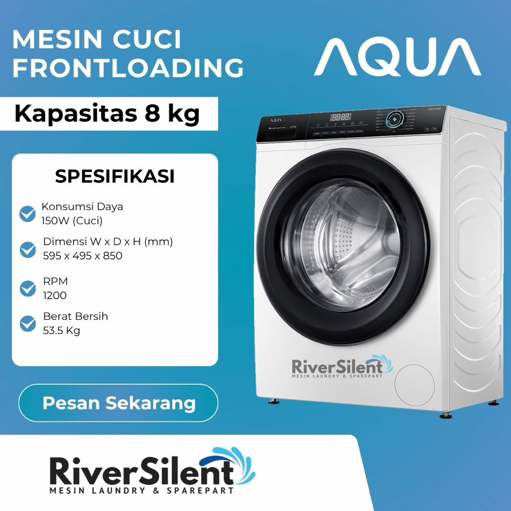 mesin cuci aqua japan frontloading 8kg