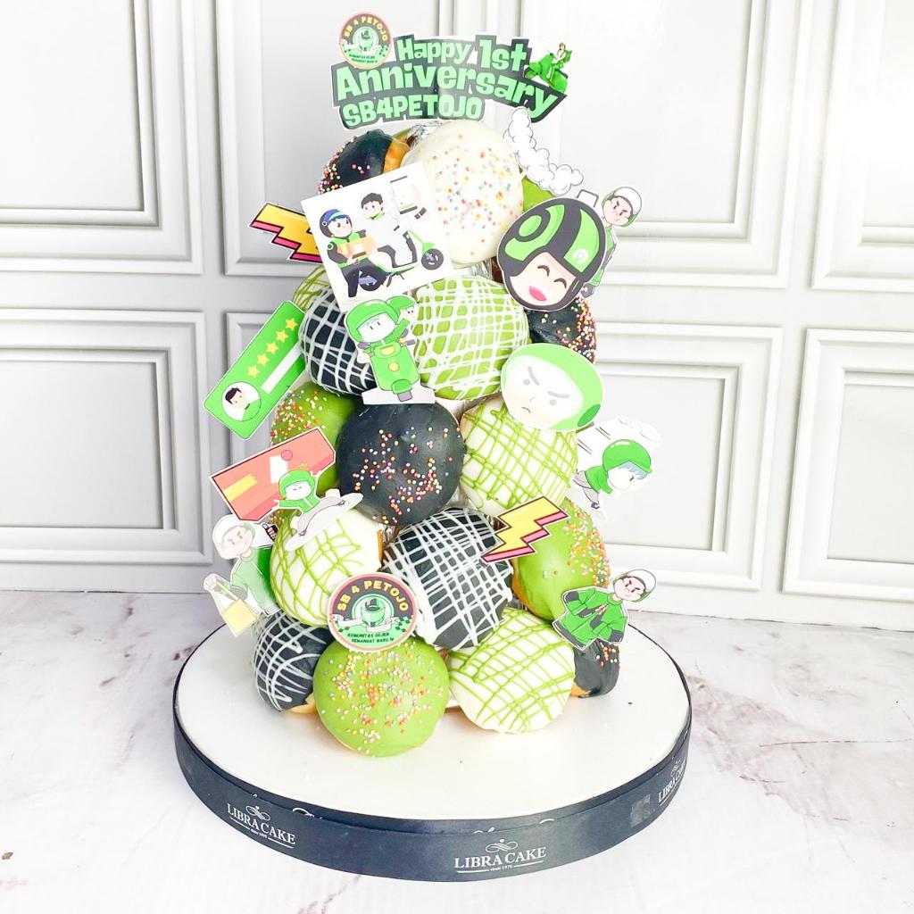 Donat Tower/Donat Ulang tahun/Donat Tower Tema Ojol/Donat Birthday Jakarta