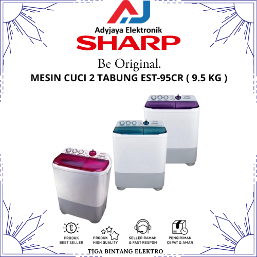 MESIN CUCI 2 TABUNG SHARP ES-T95CR-BK/PK/V (9,5KG)
